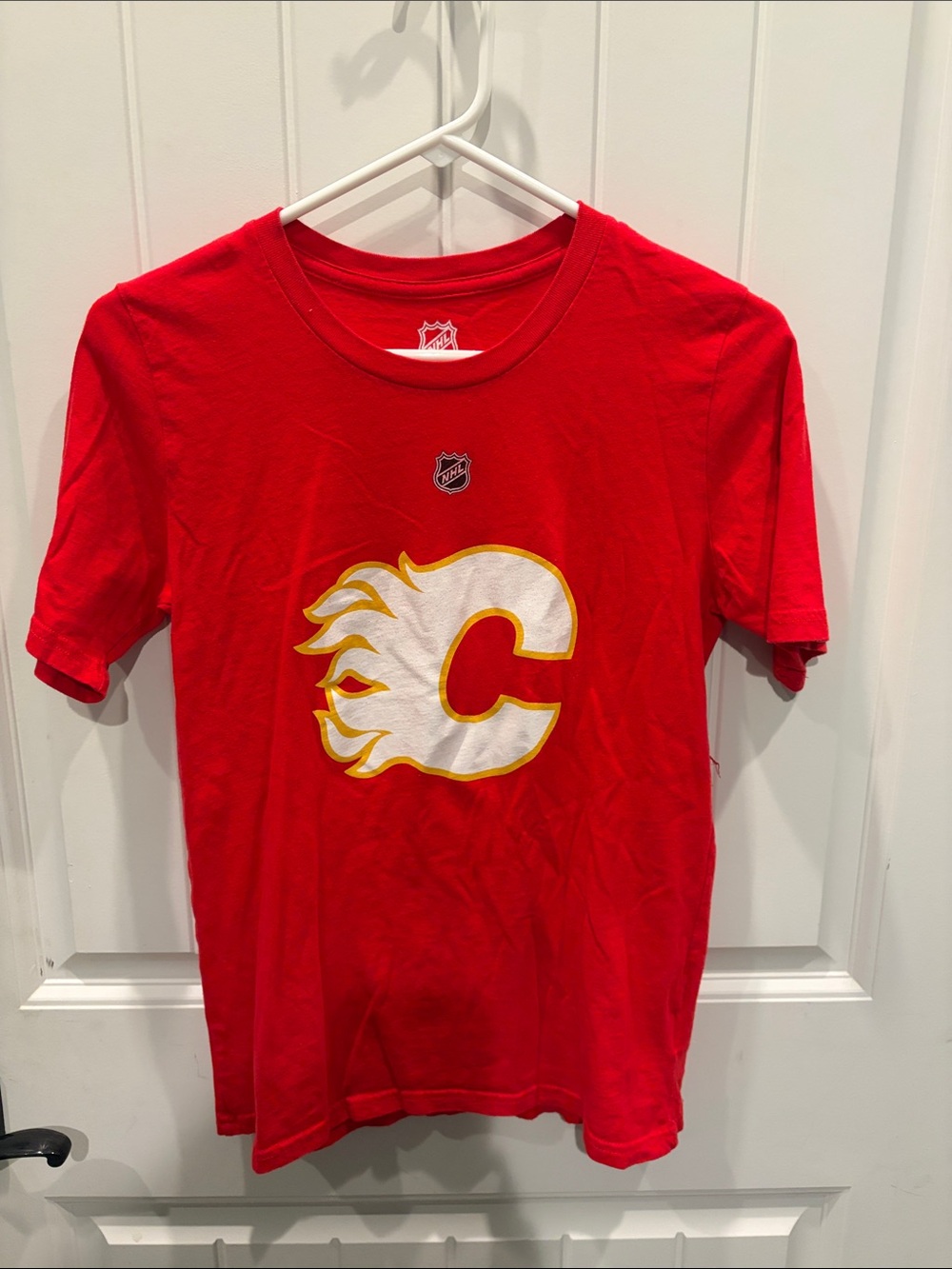 NHL Calgary Flames Red Tee with White & Gold Logo